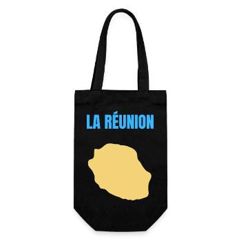 T-Shirt mit goldener Karte auf der Insel La Réunion - Geschenkbeutel für Flaschen - Schwarz - Vorne