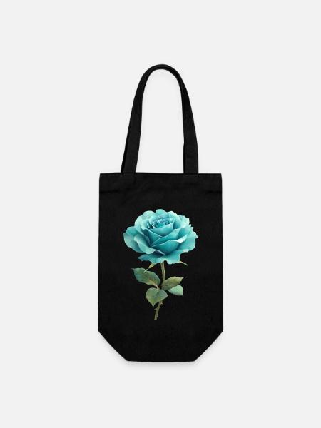 Türkis Blaue Rose - Geschenkbeutel für Flaschen - Schwarz