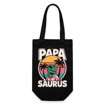 Papa Saurus Rex Dinosaur Father's Day Gift - Gift Bag for Bottles - black - Front