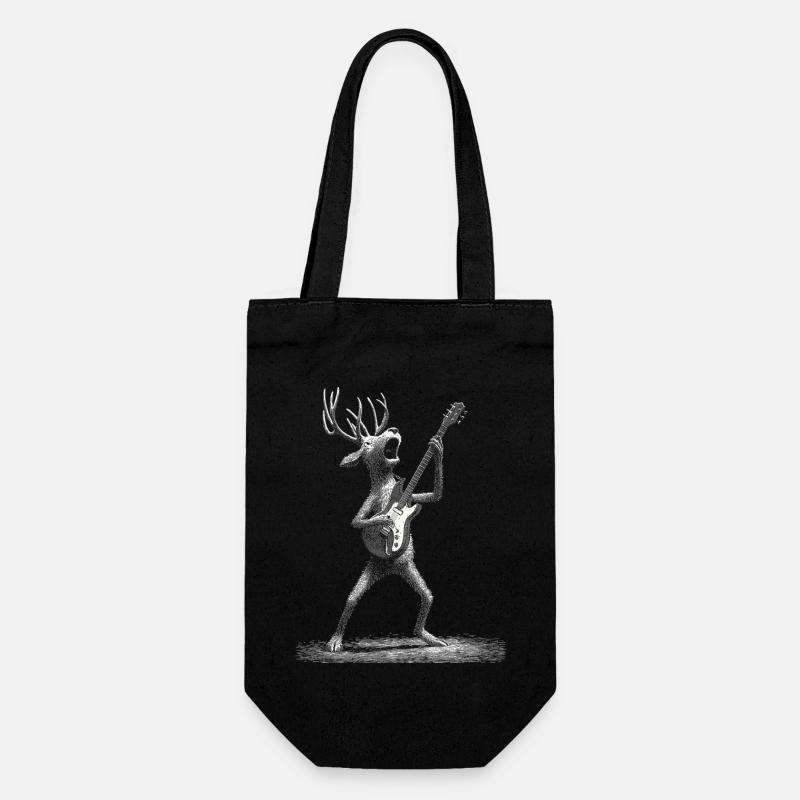 Rentier E-Gitarre Rock Musik Hirsch Geweih  - Geschenkbeutel für Flaschen - Schwarz