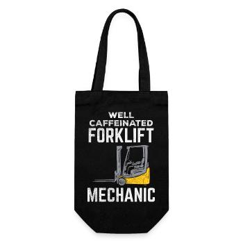 Well Caffeinated Forklift Mechanic Tee Design - Gift Bag for Bottles - black - Front