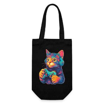 Joueur de chat drôle - Sac à bouteille - noir - Devant