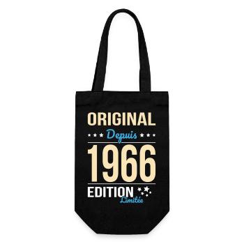 Original seit 1966 – 60-jähriges Jubiläum - Geschenkbeutel für Flaschen - Schwarz - Vorne