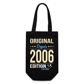 Original seit 2006 – 20-jähriges Jubiläum - Geschenkbeutel für Flaschen - Schwarz - Vorne