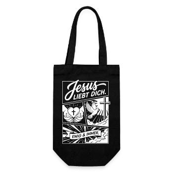 Jesus liebt dich Collage - Geschenkbeutel für Flaschen - Schwarz - Vorne