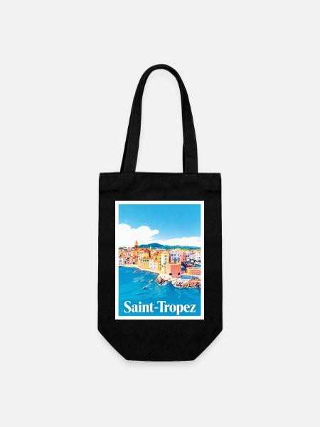 Saint-Tropez Côte d'Azur - Geschenkbeutel für Flaschen - Schwarz