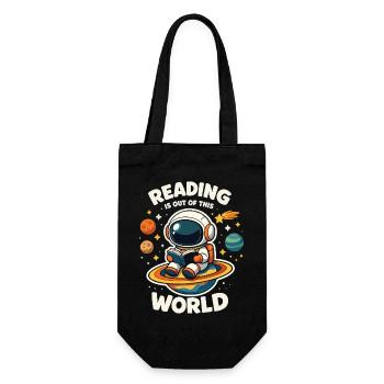 Reading is out of this world - Gift Bag for Bottles - black - Front
