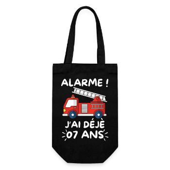 Alarm, ich bin schon 7 Jahre alt, Feuerwehrmanns Geburtstag - Geschenkbeutel für Flaschen - Schwarz - Vorne