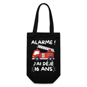 Alarme J’ai Déjà 16 Ans, Anniversaire Pompier - Sac à bouteille - noir - Devant