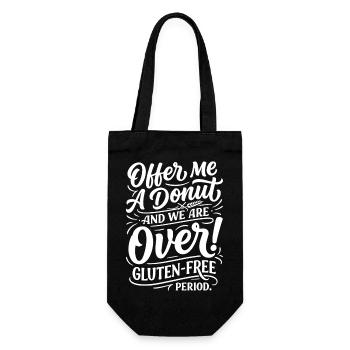 Gluten Free Donut Humor Saying - Gift Bag for Bottles - black - Front