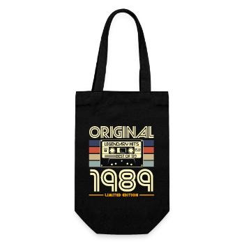 Originale Retro-Kassette von 1989 - Geschenkbeutel für Flaschen - Schwarz - Vorne