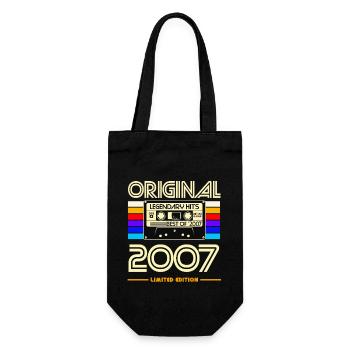 Original 2007: Retro Hits Kassette - Geschenkbeutel für Flaschen - Schwarz - Vorne