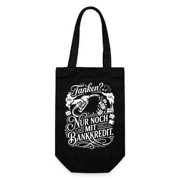 Teuer Tanken - Ironisches Benzin Design - Geschenkbeutel für Flaschen - Schwarz - Vorne