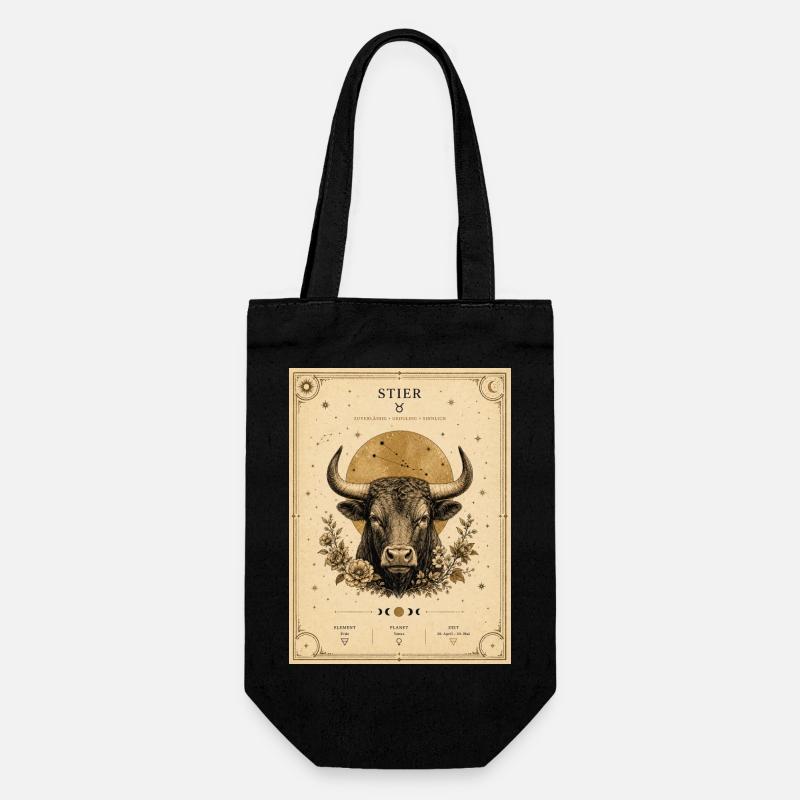 Stier Sternzeichen Vintage - Geschenkbeutel für Flaschen - Schwarz