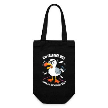 Möwe Seevogel Ich erledige das aber ich gucke böse - Geschenkbeutel für Flaschen - Schwarz - Vorne