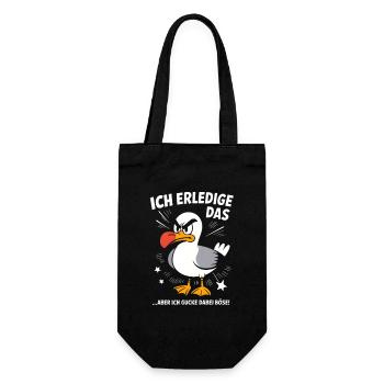 Möwe Seevogel Nen scheiss muss ich - Geschenkbeutel für Flaschen - Schwarz - Vorne