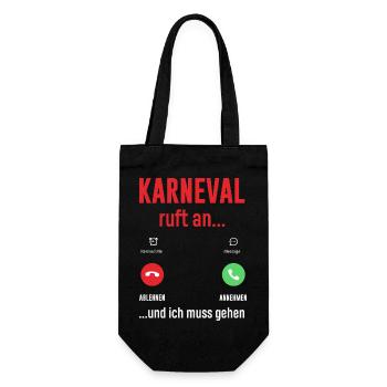 Karneval Ruft An Und Ich Muss Gehen Handy Anruf - Geschenkbeutel für Flaschen - Schwarz - Vorne
