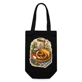 Brotzeit Brezel Käse - Geschenkbeutel für Flaschen - Schwarz - Vorne