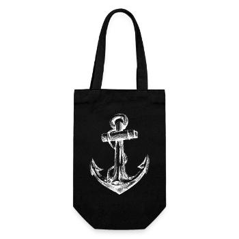 Anchor Vintage Distress Print - Gift Bag for Bottles - black - Front