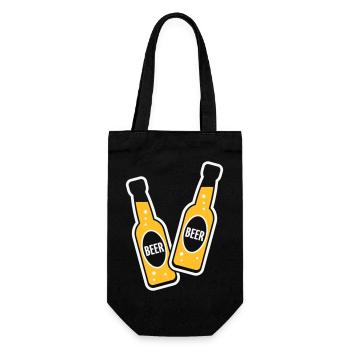 2 Toasting Beer Bottles (Beery / NEG 2C) - Gift Bag for Bottles - black - Front