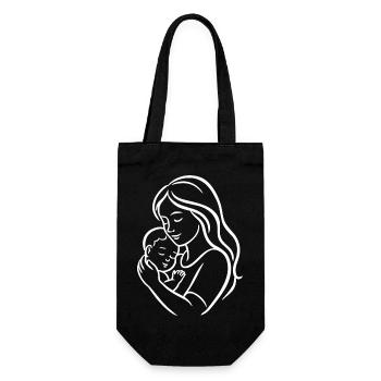 Mère tenant un enfant – Design de maman aimante - Sac à bouteille - noir - Devant