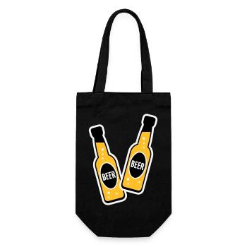2 Toasting Beer Bottles (Beery / NEG / 2C) - Gift Bag for Bottles - black - Front