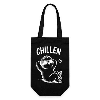 Chillen Faultier Cartoon mit Sonnenbrille - Geschenkbeutel für Flaschen - Schwarz - Vorne