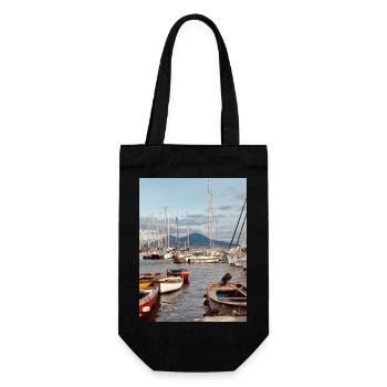 Harbour nautical landscape - Gift Bag for Bottles - black - Front