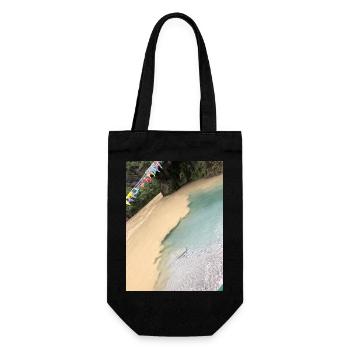 Tropical beach with colorful flags - Gift Bag for Bottles - black - Front