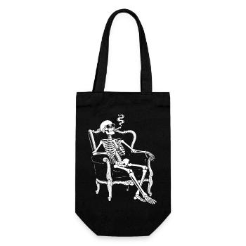 Skeleton on Sofa Smoke Chill - Gift Bag for Bottles - black - Front