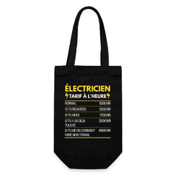 Électricien Cadeau Humour Tarifaire à l'Heure - Sac à bouteille - noir - Devant