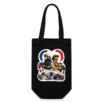 Patriotic Firefighter and Farmer Heroes - Gift Bag for Bottles - black - Front