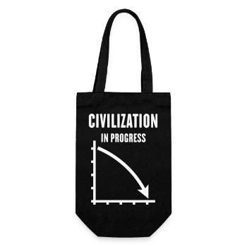 Civilization In Progress (Zivilisation / White) - Geschenkbeutel für Flaschen - Schwarz - Vorne
