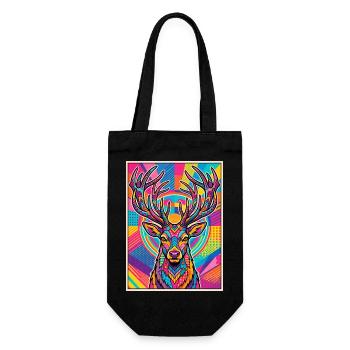 Hirsch Neon Pop Art Kaleidoskop - Geschenkbeutel für Flaschen - Schwarz - Vorne