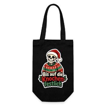 Bis auf die Knochen festlich Skelett Weihnachten - Geschenkbeutel für Flaschen - Schwarz - Vorne