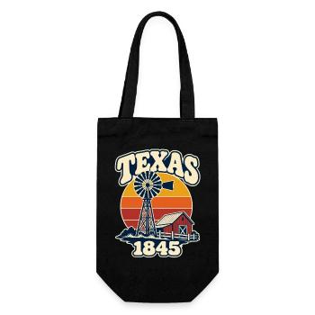 Texas Vintage Windmühle & Bauernhof 1845 - Geschenkbeutel für Flaschen - Schwarz - Vorne