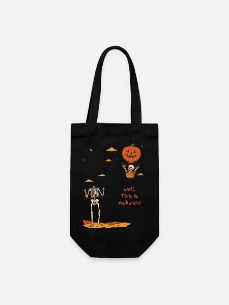 Nun, das ist das peinliche Halloween des kopflosen Skeletts - Geschenkbeutel für Flaschen - Schwarz
