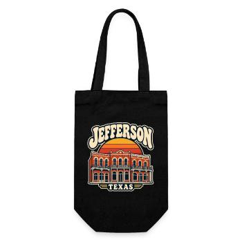 Jefferson Texas Vintage Stadtansicht - Geschenkbeutel für Flaschen - Schwarz - Vorne