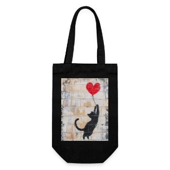 Banksy Cat - Geschenkbeutel für Flaschen - Schwarz - Vorne