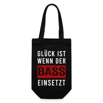 Glück ist wenn der Bass einsetzt - Geschenkbeutel für Flaschen - Schwarz - Vorne
