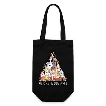 MERRY WOOFMAS dogs Christmas dog pile - Gift Bag for Bottles - black - Front