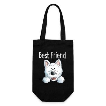 Best Friend Westie - Partner - Best Friends - Hund - Geschenkbeutel für Flaschen - Schwarz - Vorne