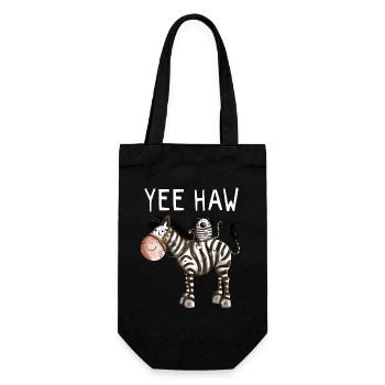 Yee Haw Zebra - Zebras - Katze - Katzen - Geschenk - Geschenkbeutel für Flaschen - Schwarz - Vorne