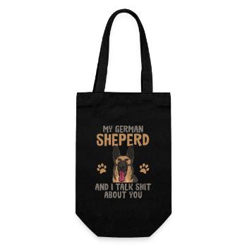 My German Shepherd And I Talk ... About You - Geschenkbeutel für Flaschen - Schwarz - Vorne