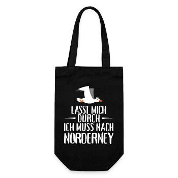 Lasst mich durch ich muss nach Norderney Möwe - Geschenkbeutel für Flaschen - Schwarz - Vorne