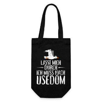 Lasst mich durch ich muss nach Usedom Möwe - Geschenkbeutel für Flaschen - Schwarz - Vorne