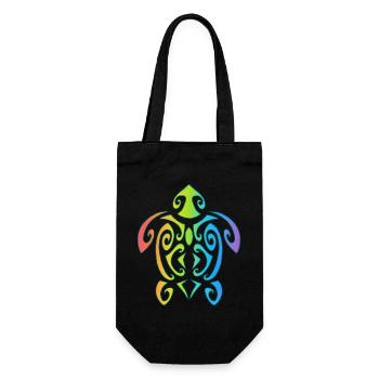 Rainbow Polynesian Turtle - Gift Bag for Bottles - black - Front