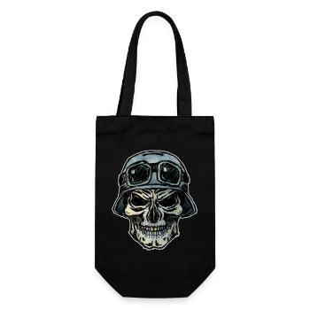 Crazy Biker skull with helmet - Gift Bag for Bottles - black - Front