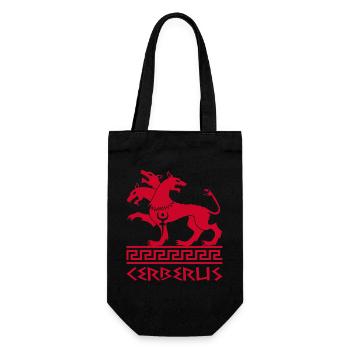 Roter Cerberus-Hund - Geschenkbeutel für Flaschen - Schwarz - Vorne