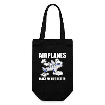 Flugzeug - Geschenkbeutel für Flaschen - Schwarz - Vorne